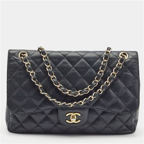 jumbo chanel bag caviar|CHANEL Caviar Quilted Jumbo Double Flap Black.